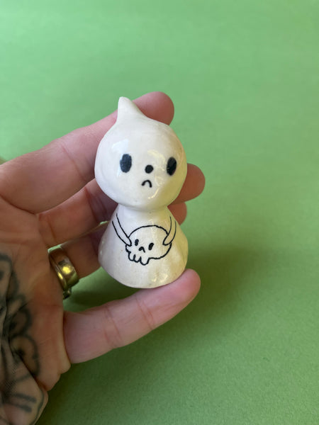 Ceramic Hand Built Ghost Candy Corn Bells