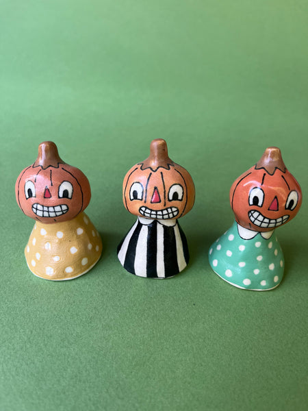 Ceramic Hand Built Pumpkin Bells