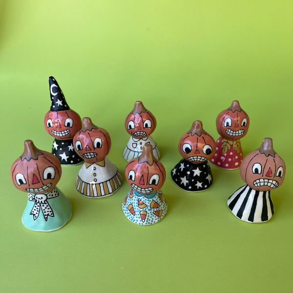 Ceramic Hand Built Pumpkin Bell