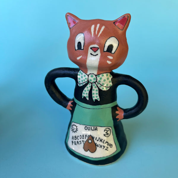 Ceramic Hand Built Large Cat Or Scarecrow Bell