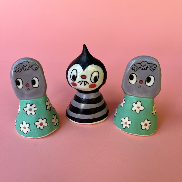 Ceramic Hand Built Spider Tombstone Bell