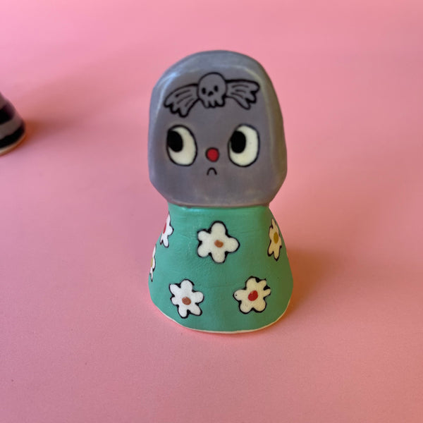 Ceramic Hand Built Spider Tombstone Bell