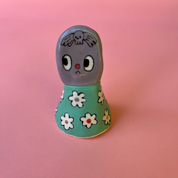 Ceramic Hand Built Spider Tombstone Bell
