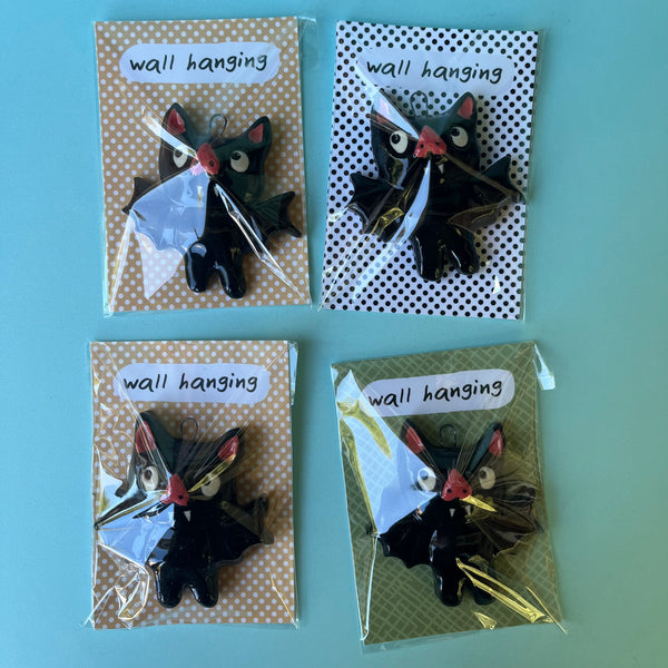 Ceramic Hand Built Halloween Bat Wall Hanging / Oranament