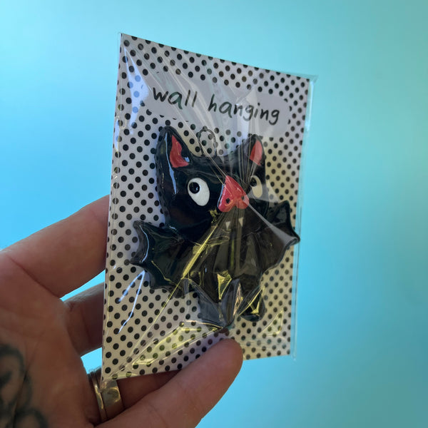 Ceramic Hand Built Halloween Bat Wall Hanging / Oranament