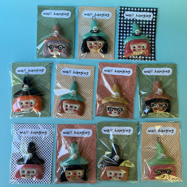 Ceramic Hand Built Halloween Witch Wall Hanging / Ornament