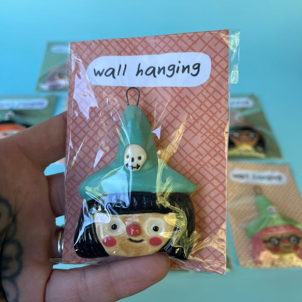 Ceramic Hand Built Halloween Witch Wall Hanging / Ornament