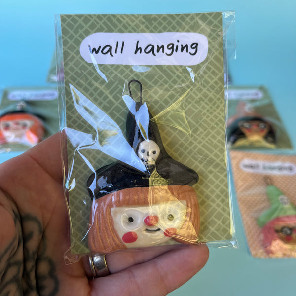 Ceramic Hand Built Halloween Witch Wall Hanging / Ornament