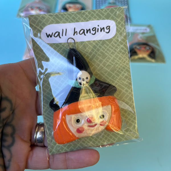 Ceramic Hand Built Halloween Witch Wall Hanging / Ornament