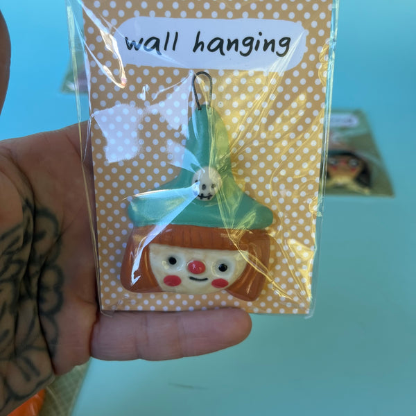 Ceramic Hand Built Halloween Witch Wall Hanging / Ornament
