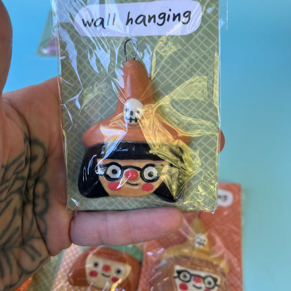 Ceramic Hand Built Halloween Witch Wall Hanging / Ornament