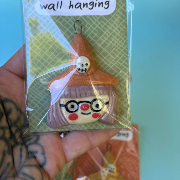 Ceramic Hand Built Halloween Witch Wall Hanging / Ornament