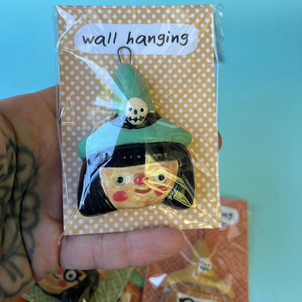 Ceramic Hand Built Halloween Witch Wall Hanging / Ornament