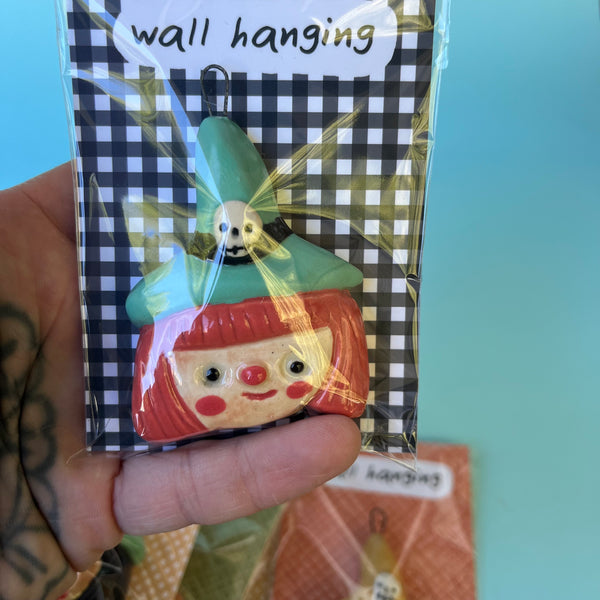 Ceramic Hand Built Halloween Witch Wall Hanging / Ornament