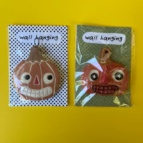 Ceramic Hand Built Pumpkin Wall Hanging Ornament