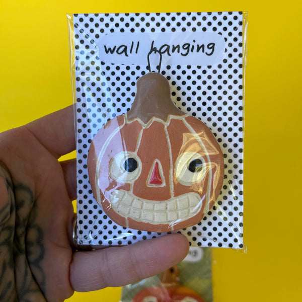 Ceramic Hand Built Pumpkin Wall Hanging Ornament