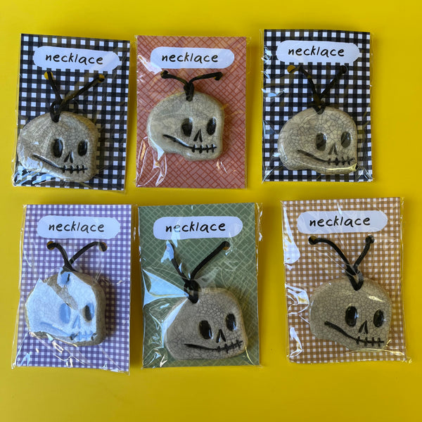 Ceramic Hand Built Skull Necklace