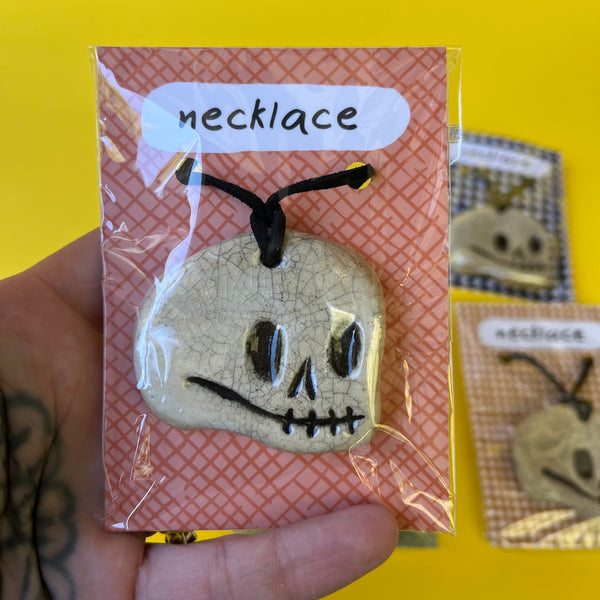Ceramic Hand Built Skull Necklace