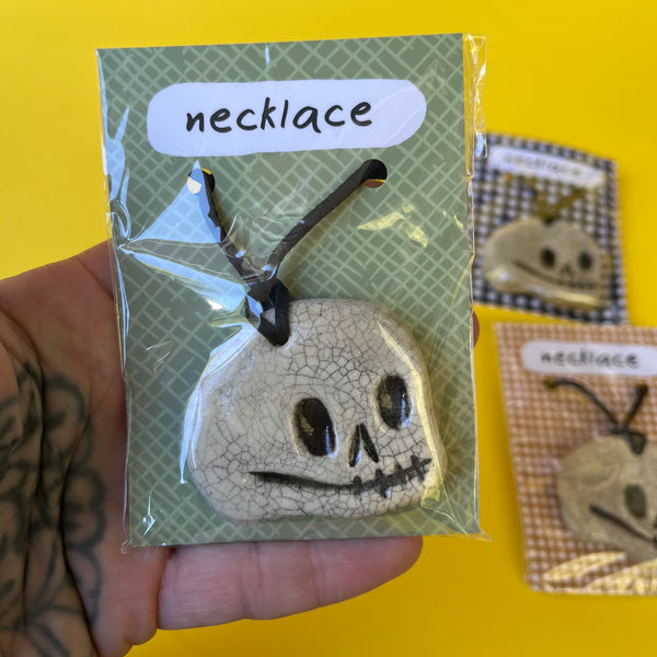 Ceramic Hand Built Skull Necklace