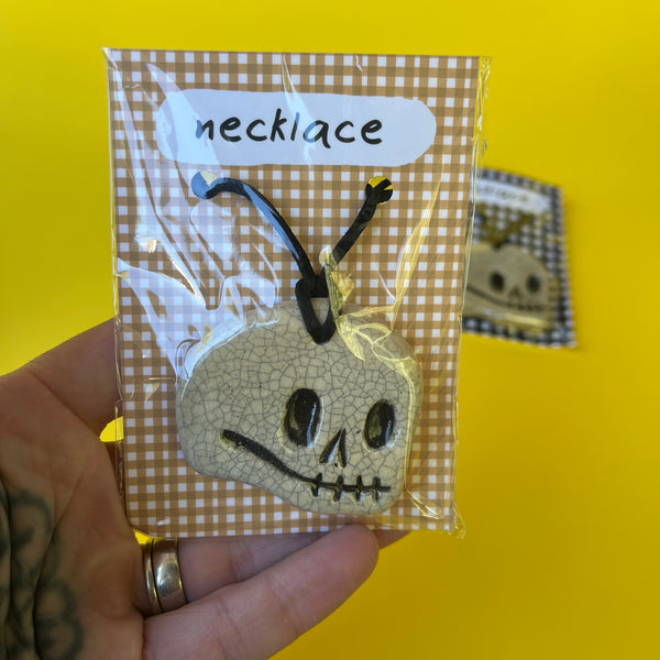 Ceramic Hand Built Skull Necklace