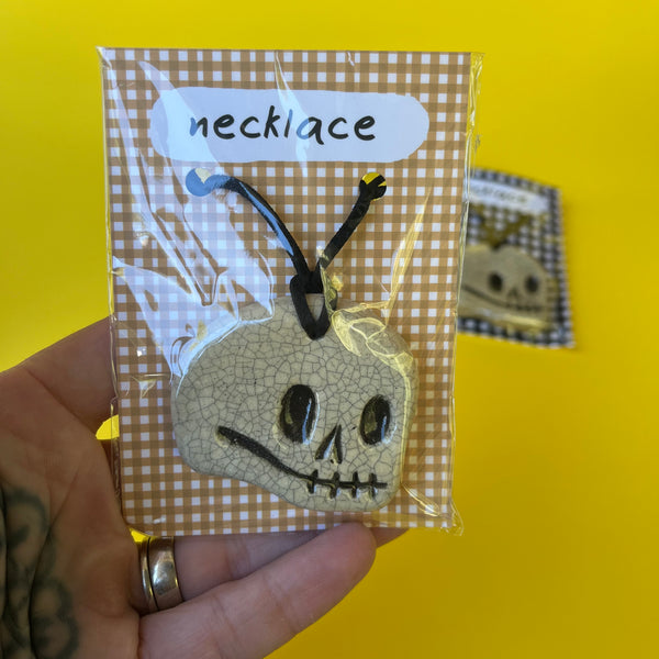 Ceramic Hand Built Skull Necklace