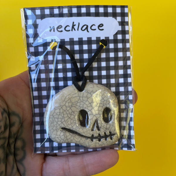 Ceramic Hand Built Skull Necklace