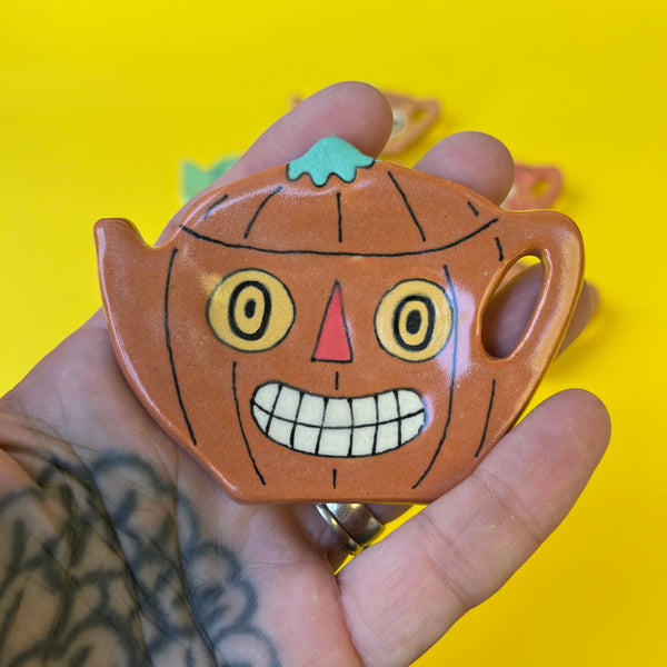Ceramic Hand Built Halloween Tea Bag Holder