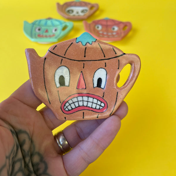 Ceramic Hand Built Halloween Tea Bag Holder