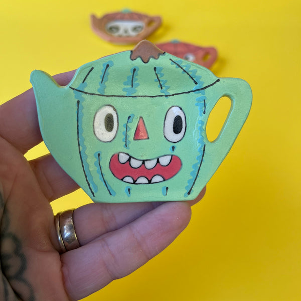 Ceramic Hand Built Halloween Tea Bag Holder