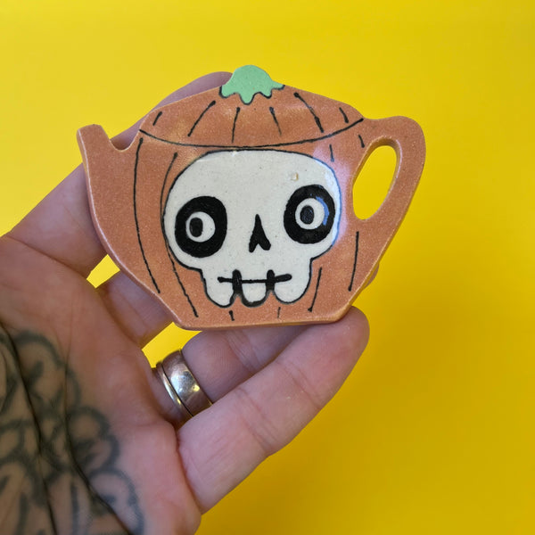 Ceramic Hand Built Halloween Tea Bag Holder