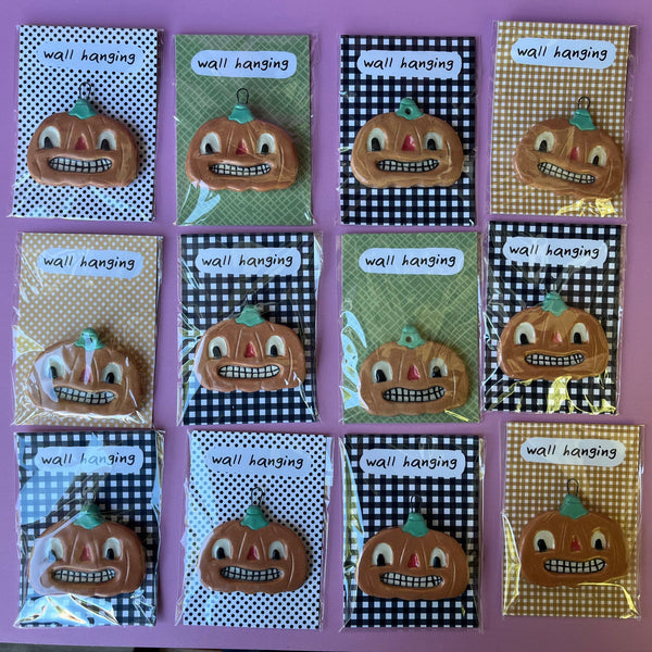 Ceramic Hand Built Halloween Pumpkin Wall Hanging / Ornament