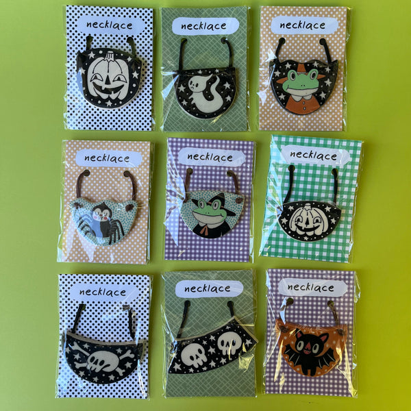 Ceramic Hand Built Halloween Necklace