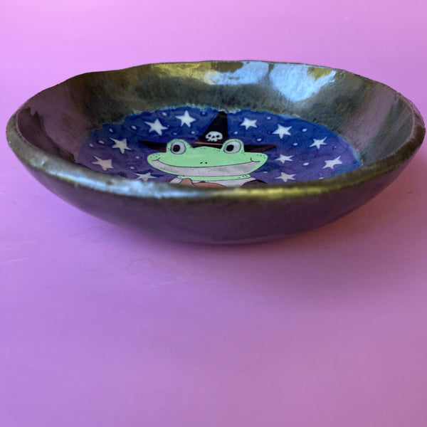 Ceramic Hand Built Halloween Frog Dish