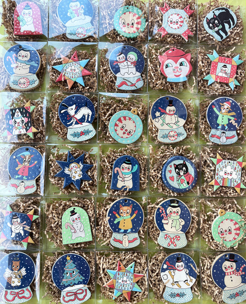 Ceramic Hand Built Cat Snow Globe Ornament