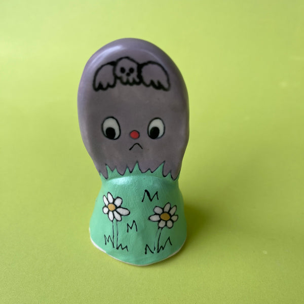 Ceramic Hand Built Bell (mushroom, flower, grave)