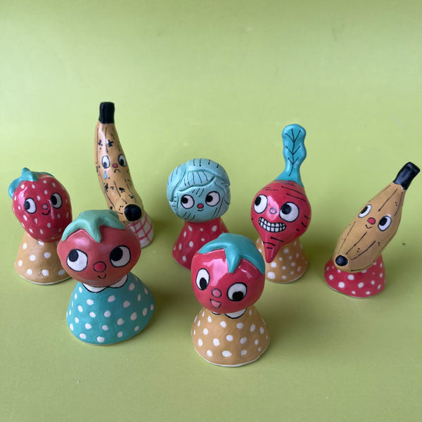 Ceramic Hand Built Bell (fruits and vegetables)