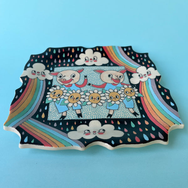 Ceramic Hand Built Pigs Plate