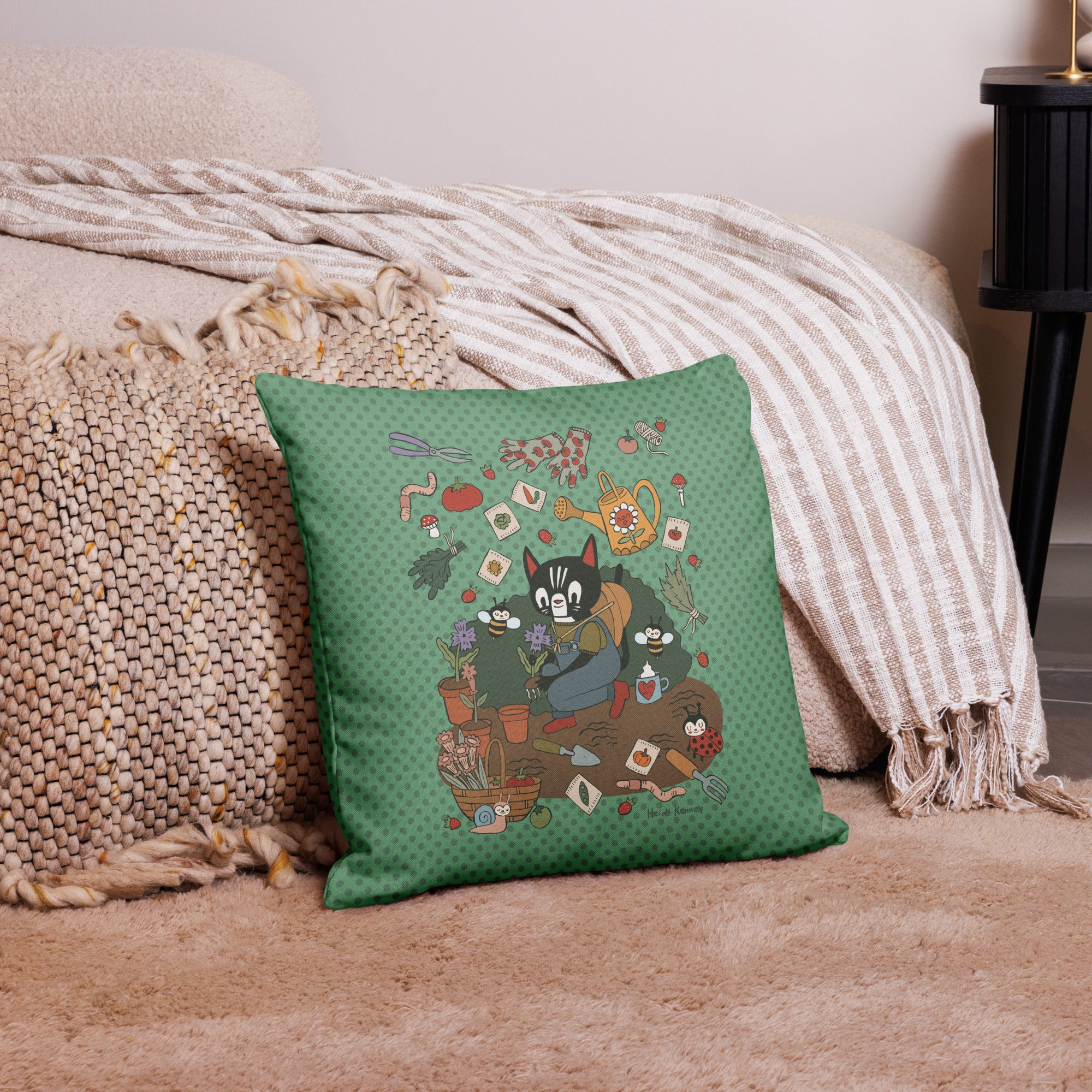 Premium Garden Cat Pillow Case 18"x18" CASE ONLY