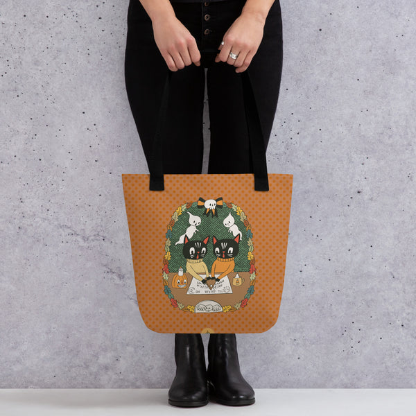 Ouija Cats Halloween Tote Bag 15x15"