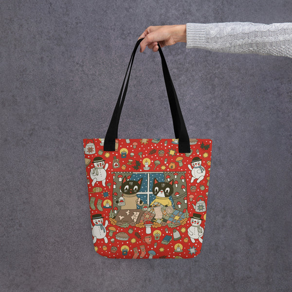 Winter Cats Tote Bag 15x15"