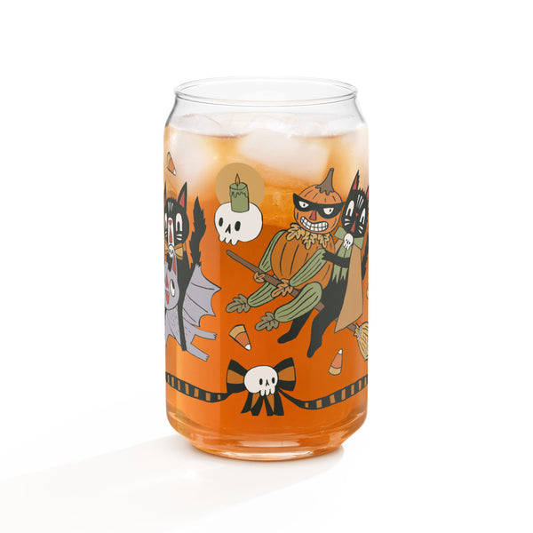 Halloween Friends Glass Tumbler With Lid + Straw