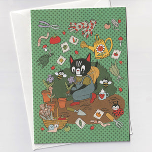 Garden Cat Greeting Card