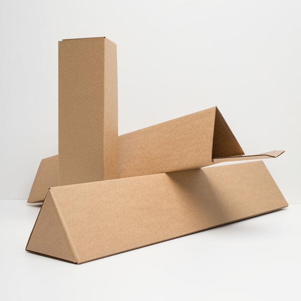 Cardboard boxes of different sizes on a white background