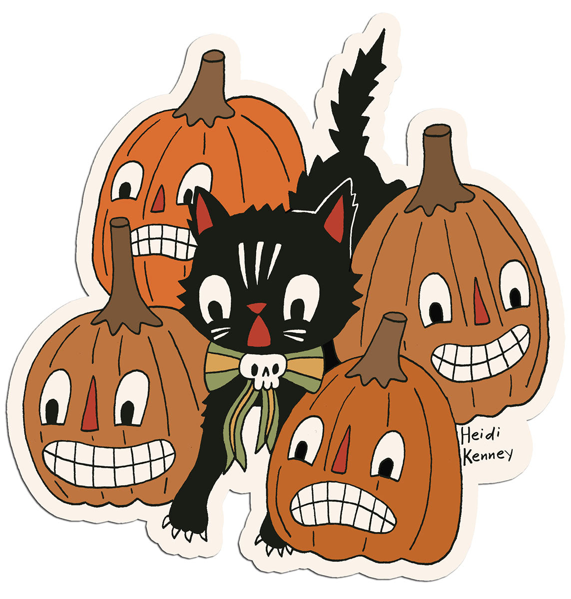 Halloween Cat Pumpkin Sticker 3"