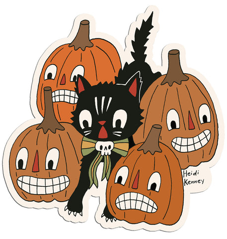 Halloween Cat Pumpkin Sticker 3"