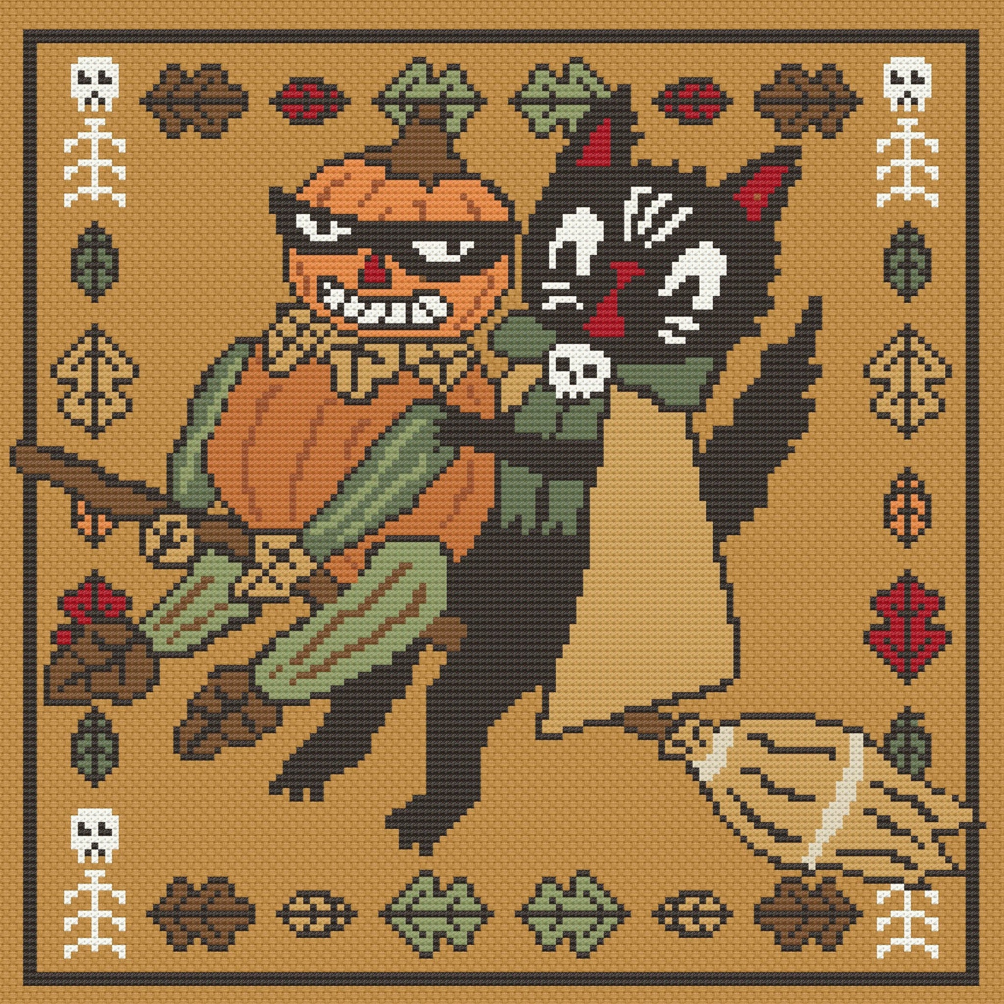 Halloween Flight Cross Stitch/Needlepoint Pattern (digital download)