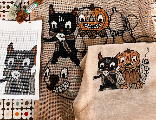 Pumpkin Pals Cross Stitch Pattern (digital download)