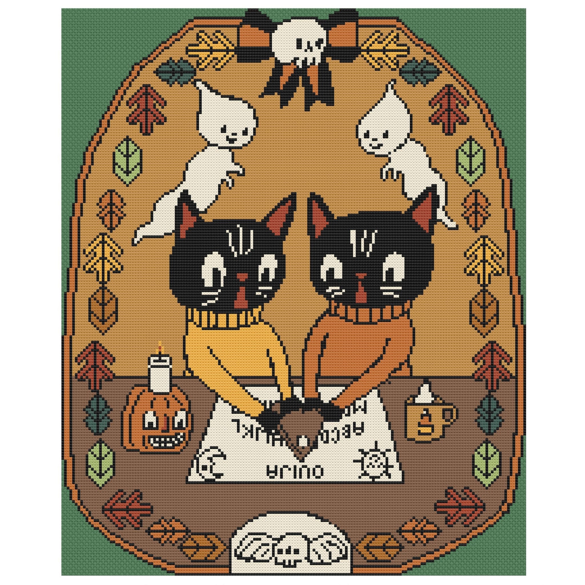 Ouija Cats Cross Stitch/Needlepoint Pattern (digital download)