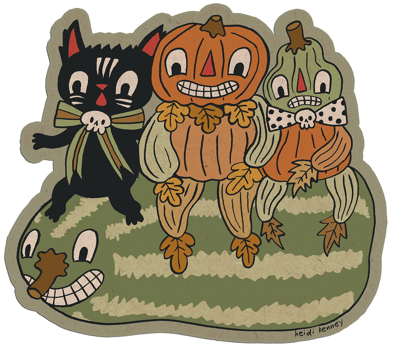Happy Gourd Guys Halloween Sticker 3.5x3"