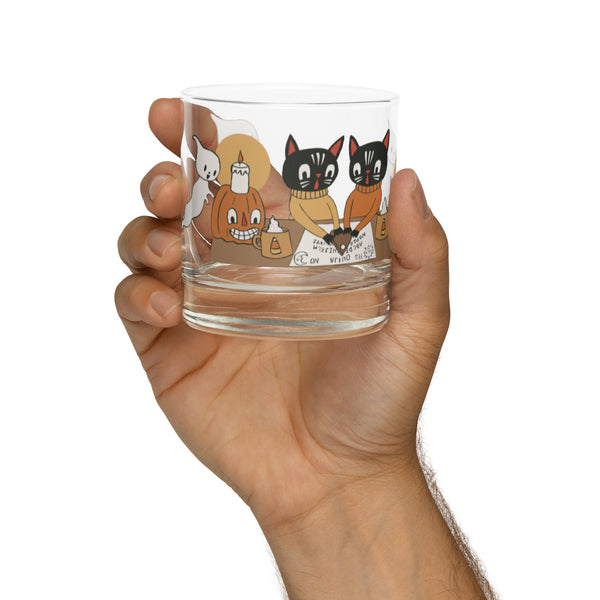 Ouija Cats Rocks Glass